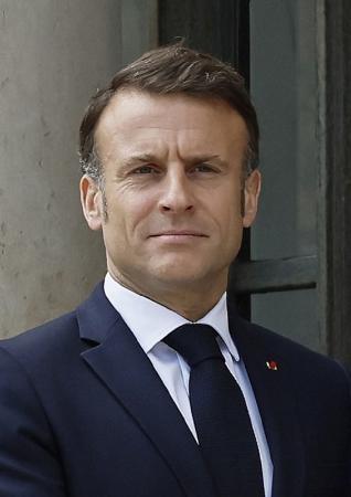 フランスのマクロン大統領(ゲッティ=共同)