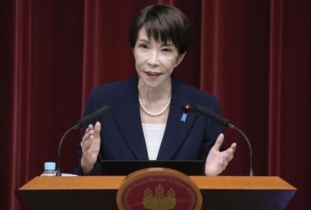 　高市早苗首相は23日召集の通常国会冒頭に衆院を解散、「27日公示、２月８日投開票」の日程で総選挙を実施すると記者会見で表明＝１月19日、首相官邸