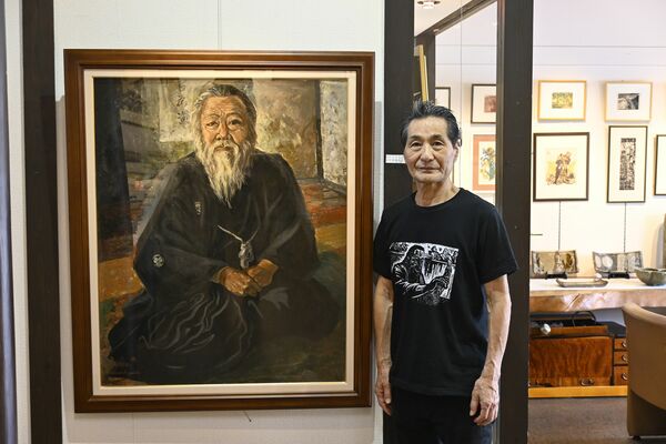 小口一郎が描いた田中正造の肖像画と篠崎さん