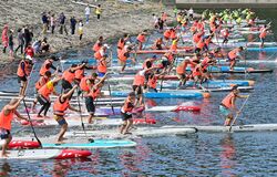 矢の目ダムでＳＵＰレース　那須