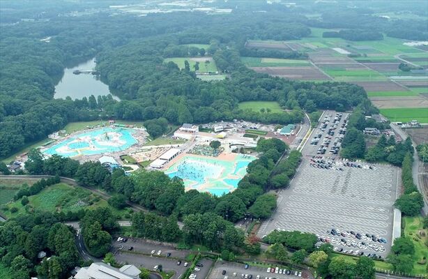 アウトドアフェスの会場となる井頭公園。野球場（中央奥）をメイン会場に、２日間に規模を拡大して開かれる