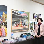 「光る君へ」や歌麿道中など鮮やかに　栃木の癸生川さんが色鉛筆画展