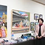 「光る君へ」や歌麿道中など鮮やかに　栃木の癸生川さんが色鉛筆画展