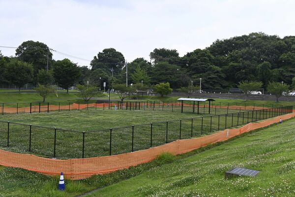 ８月９日のオープンに向け整備が進むドッグラン