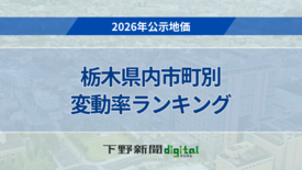 《2026年公示地価》栃木県内の市町別平均変動率ランキング