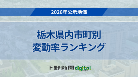 《2026年公示地価》栃木県内の市町別平均変動率ランキング