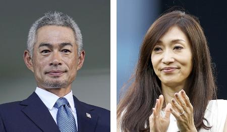 イチローさん、妻の弓子さん(ゲッティ=共同)