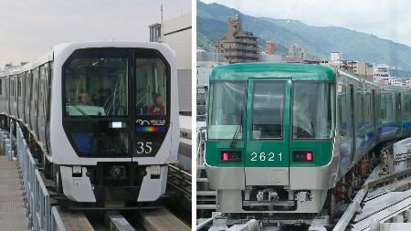 　左：ゆりかもめ（東京）　右：神戸ポートライナー（いずれも新交通システム、ｐｈｏｔｏＡＣ提供）