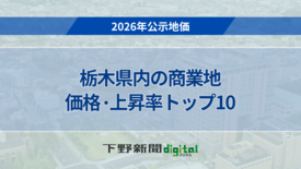 《2026年公示地価》栃木県内の商業地の価格・上昇率トップ10