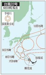台風２２号、北上して東へ