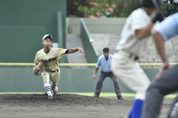 ７回２安打無失点と好投した作新の先発森田＝エイジェックスタジアム