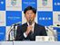 オリックスから１位指名を受け、会見に応じる白鴎大の曽谷選手＝白鴎大学本キャンパス