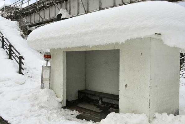 路線バスが廃止になったバス停=1月、富山市庵谷地区