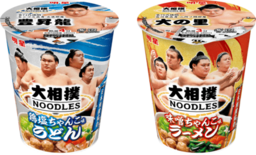「明星 大相撲NOODLES 鶏塩ちゃんこ味うどん / 味噌ちゃんこ味…