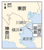 足場崩落、３人意識不明か