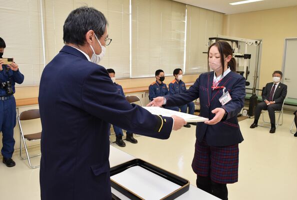 塩谷消防署で開かれた感謝状の贈呈式