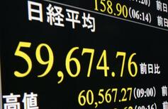 東証５日続落、大台の６万円割れ