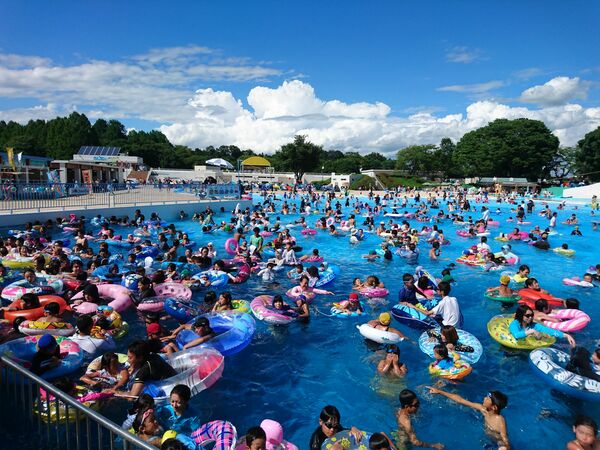 海に来た気分が味わえる波のプール（井頭公園管理事務所提供）