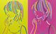 　井上晋太郎「Ｔｈａｔ　Ｗｏｍａｎ：Ｐｉｎｋ　５」「Ｔｈａｔ　Ｗｏｍａｎ：Ｙｅｌｌｏｗ　３」（いずれも、２０２５　Ａｃｒｙｌｉｃ　ｏｎ　ｃａｎｖａｓ　８０３×６５２ｍｍ）（提供写真）
