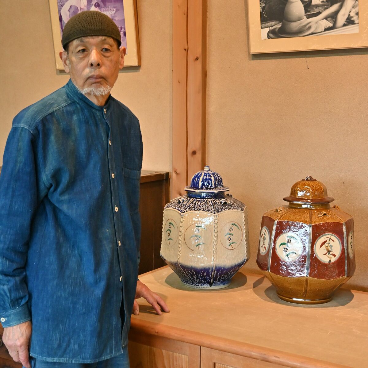 明石庄作の傘寿記念陶芸展が益子で開催