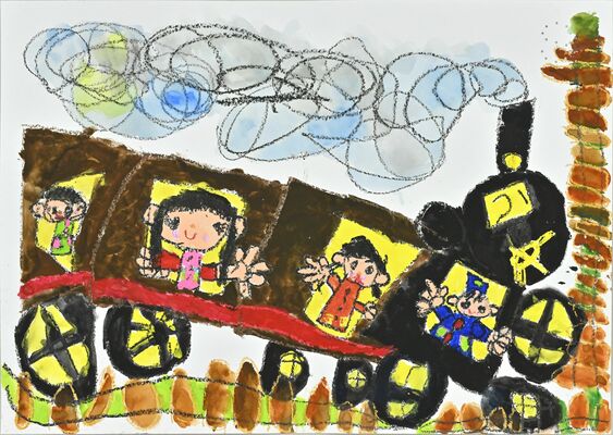 福田惠菜ちゃんの絵画「ＳＬにのりたいな」
