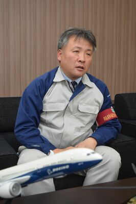 インタビューに応じる斎藤プレジデント＝宇都宮市