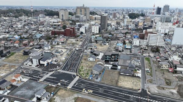 28日に開通する都心環状線。小幡１丁目から県庁方面を望む。ドローンから