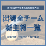 栃木県高校野球2025年秋の各校の新主将は？　49人の経歴一覧