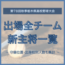 栃木県高校野球2025年秋の各校の新主将は？　49人の経歴一覧