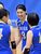バレーボール成年女子１回戦　滋賀県チームの一員として故郷に凱旋した東京五輪代表選手の黒後愛（中央）＝鹿沼市のＴＫＣいちごアリーナ