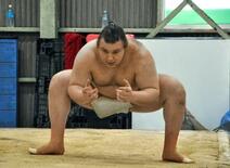 綱とり挑む安青錦、大阪で初稽古