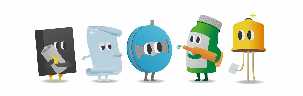 代表製品をキャラクター化した「デクセリアル“ズ”」（デクセリアルズ提供）