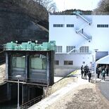 塩谷・県営風見発電所が再開　全面改修し３年半ぶり　発電開始式に関係者5…
