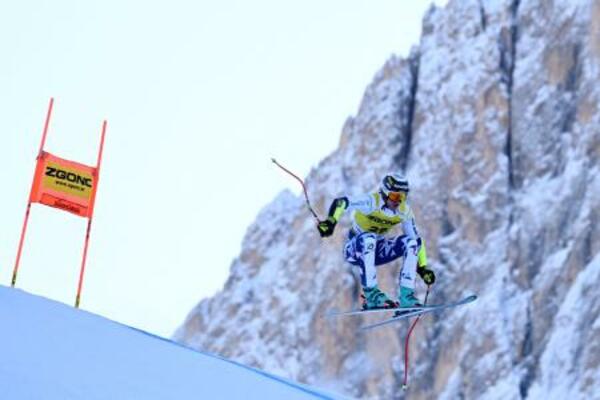 アルペンスキーW杯、男子スーパー大回転を制したヤン・ザビスチャン=19日、バルガルデナ(ロイター=共同)