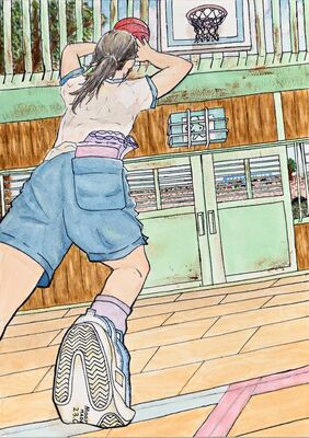 準大賞「６対５」絵画　真岡市山前小６年　川﨑万愛さん
