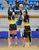 文星女－国学栃木女子決勝　第１セット、文星女の設楽がスパイクを放つ