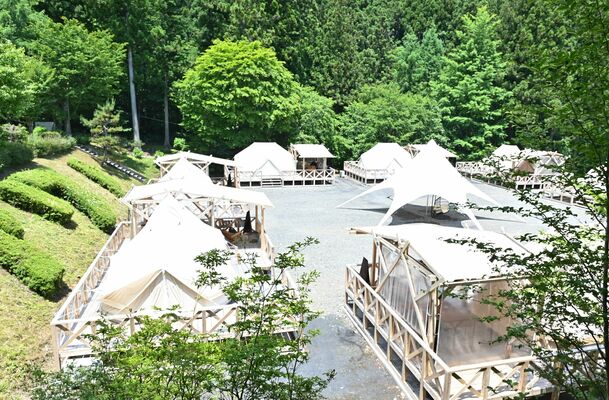 緑に囲まれたテントエリア