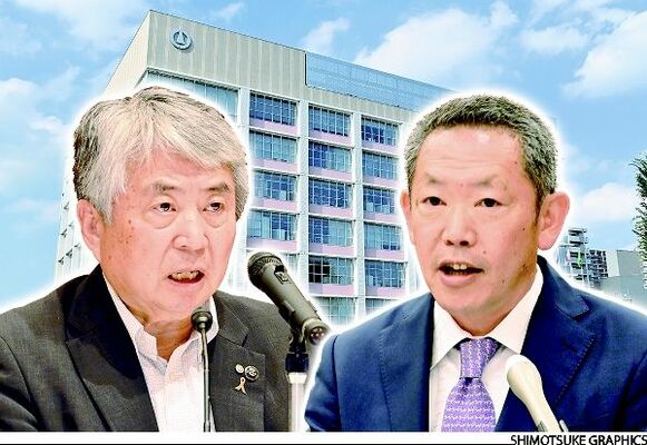 一騎打ちが予想される浅野氏（左）と小川氏