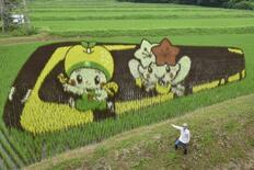 那須塩原にLRTの田んぼアート　農業中野さんが毎年制作　ミヤリー、はが…