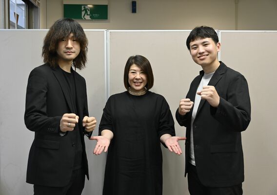 来場を呼びかける菊地さん（左）、滝澤さん（中央）、後藤さん