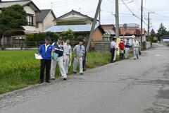新産業団地への予定道路を検証