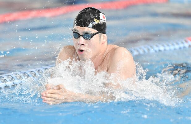 競泳の世界選手権を前に練習を公開した水沼＝新潟医療福祉大、湯田大士撮影