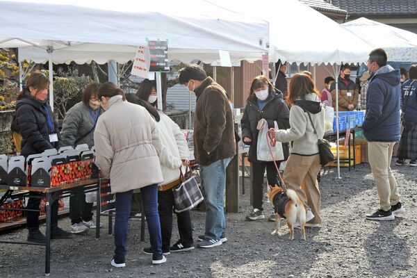 農産物の販売などで来場者との交流を深めたイソマチマルシェ