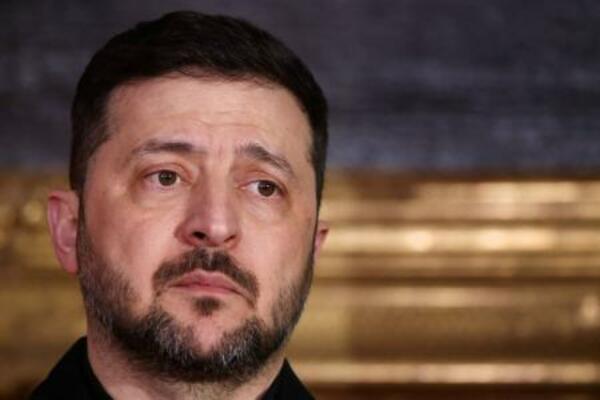 ウクライナのゼレンスキー大統領=14日、ドイツ・ミュンヘン(ロイター=共同)