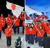 ２人の旗手、笑顔で大役担う