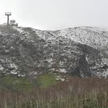 那須岳の山肌白く　昨年より16日遅い初雪　強風でロープウェイ運休も