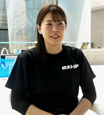 代表内定を決めた世界選手権を振り返り、改めて五輪への意欲を口にする榎本＝日環アリーナ栃木屋内水泳場