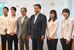 粉川市長を表敬訪問したさくらジャパンの（右から）田中、狐塚と中村（左から２人目）ら＝日光市役所