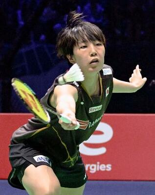 　女子シングルス決勝　中国の陳雨菲と対戦する山口茜＝パリ（共同）