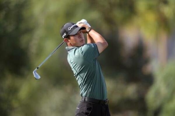 　アメリカン・エキスプレス第１ラウンドでプレーする中島啓太＝２２日、米カリフォルニア州ラキンタ（ＡＰ＝共同）